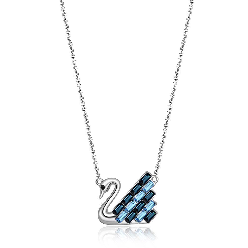 Blue Tone Swarovski Iconic Swan Necklace